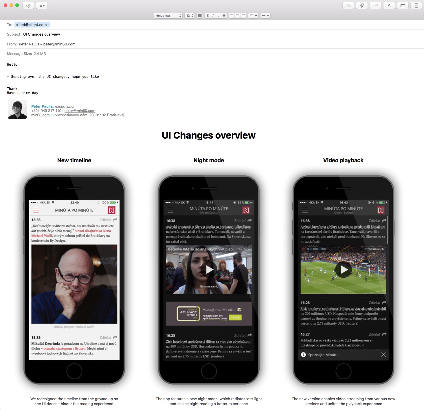 Screen presentation shared professionally by email